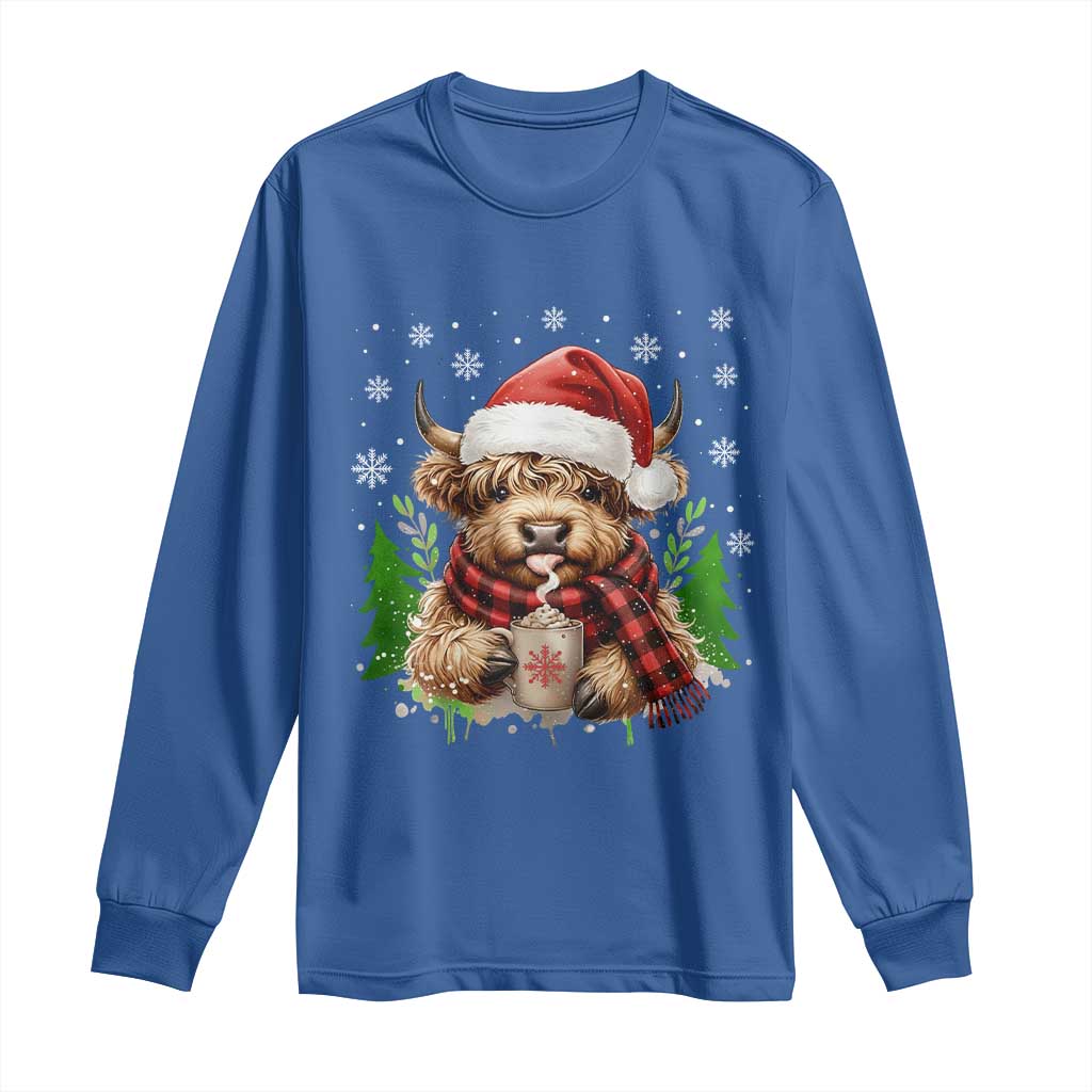 Christmas Cow Long Sleeve Shirt Funny Highland Cow Western Farmer Gift TS10 Royal Blue Print Your Wear