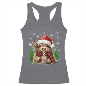 Christmas Cow Racerback Tank Top Funny Highland Cow Western Farmer Gift TS10 Charcoal Print Your Wear