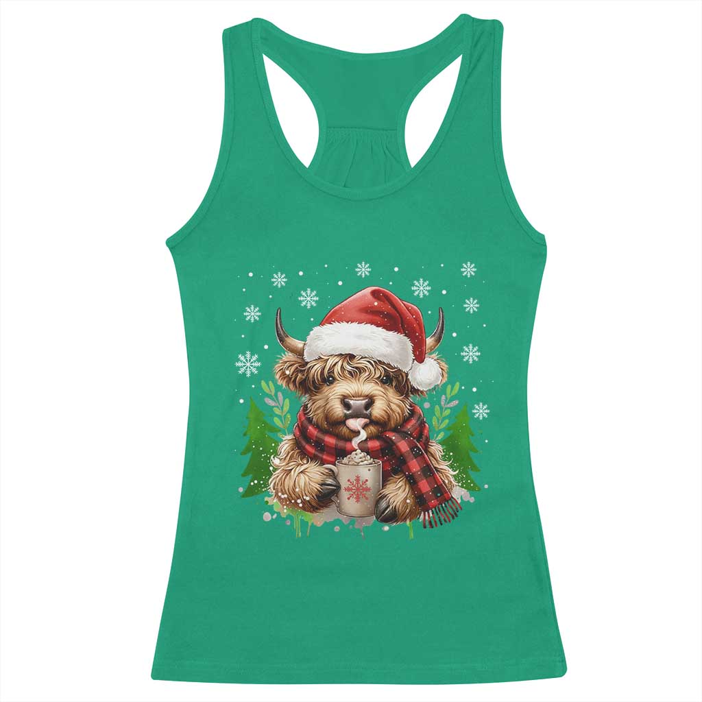 Christmas Cow Racerback Tank Top Funny Highland Cow Western Farmer Gift TS10 Irish Green Print Your Wear