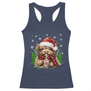 Christmas Cow Racerback Tank Top Funny Highland Cow Western Farmer Gift TS10 Navy Print Your Wear