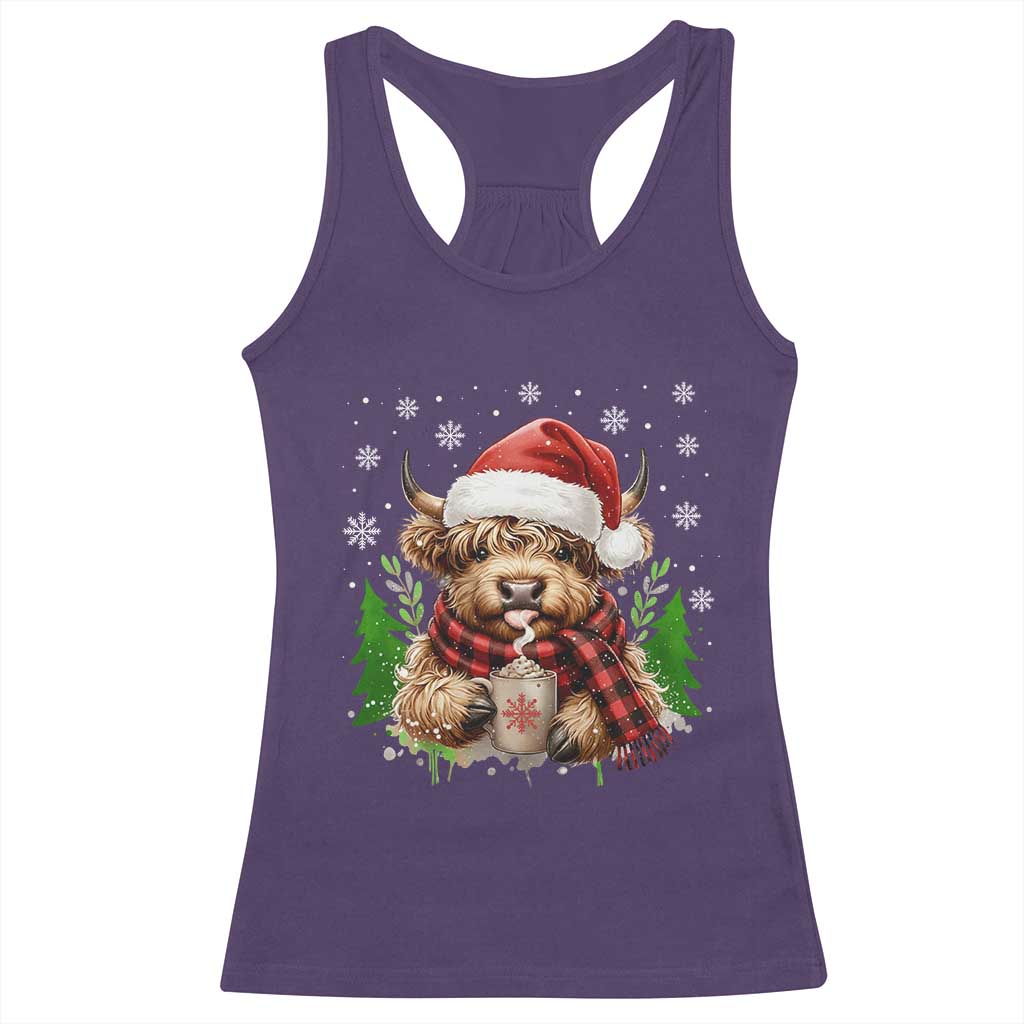 Christmas Cow Racerback Tank Top Funny Highland Cow Western Farmer Gift TS10 Purple Print Your Wear