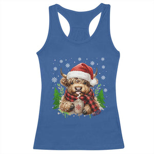 Christmas Cow Racerback Tank Top Funny Highland Cow Western Farmer Gift TS10 Royal Blue Print Your Wear
