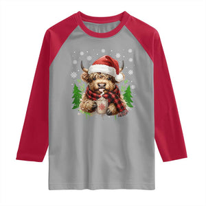 Christmas Cow Raglan Shirt Funny Highland Cow Western Farmer Gift TS10 Sport Gray Red Print Your Wear