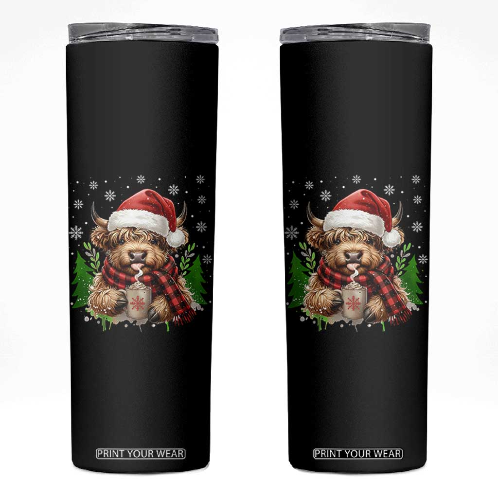 Christmas Cow Skinny Tumbler Funny Highland Cow Western Farmer Gift TS10 Black Print Your Wear