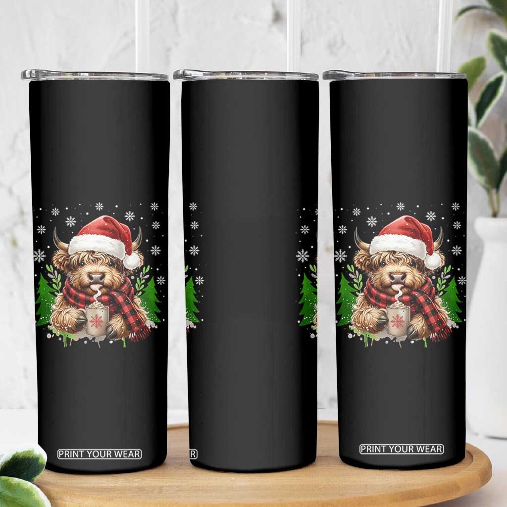 Christmas Cow Skinny Tumbler Funny Highland Cow Western Farmer Gift TS10 Print Your Wear