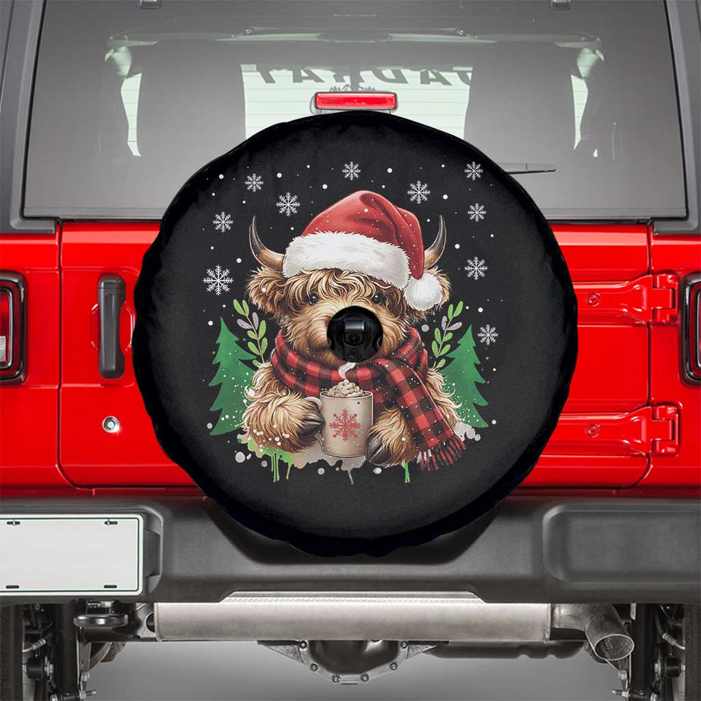 Christmas Cow Spare Tire Cover Funny Highland Cow Western Farmer Gift TS10 Black Print Your Wear