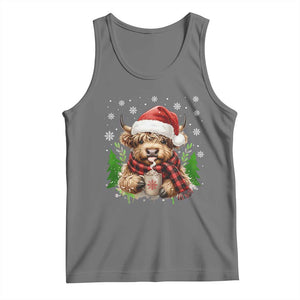 Christmas Cow Tank Top Funny Highland Cow Western Farmer Gift TS10 Black Heather Print Your Wear