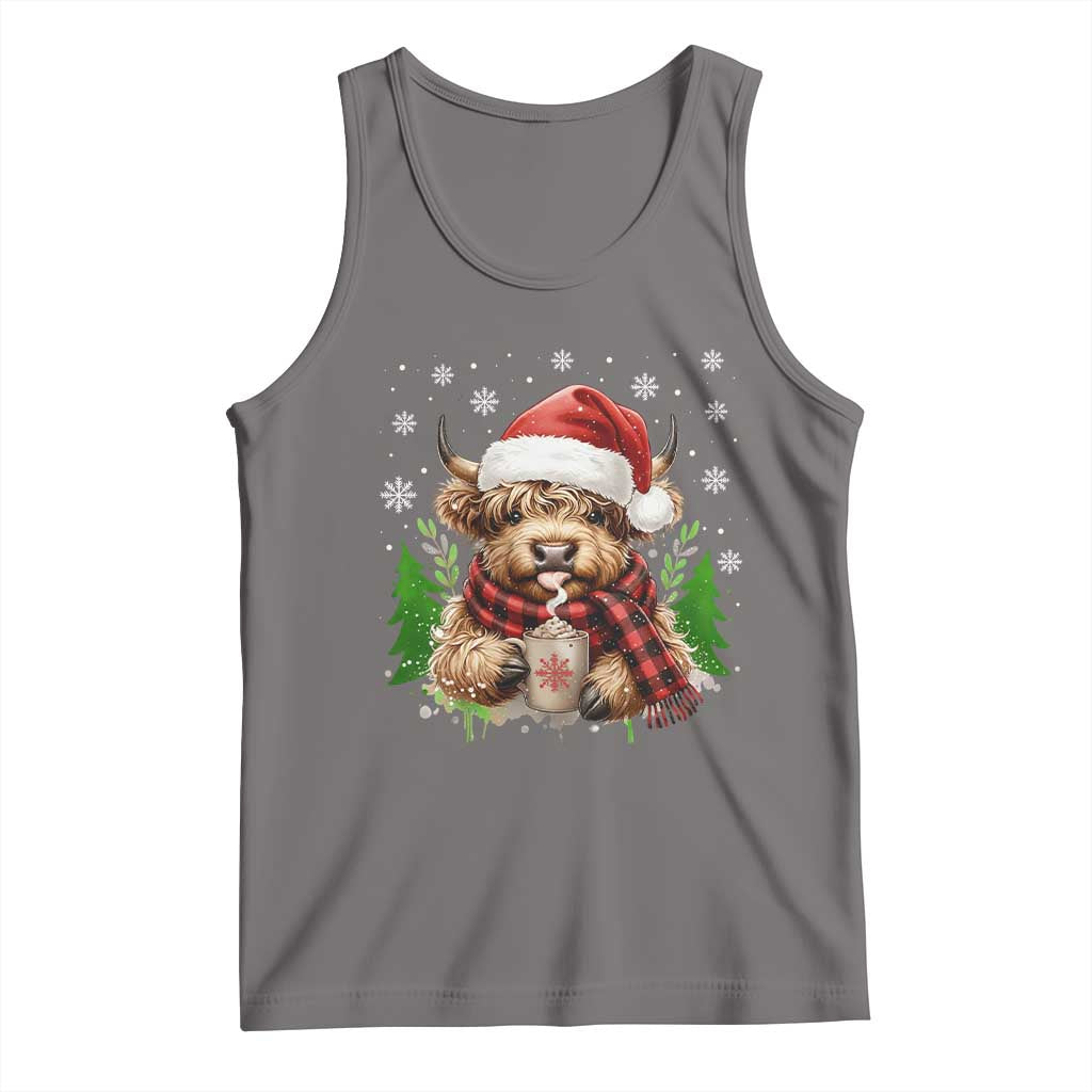 Christmas Cow Tank Top Funny Highland Cow Western Farmer Gift TS10 Deep Heather Print Your Wear