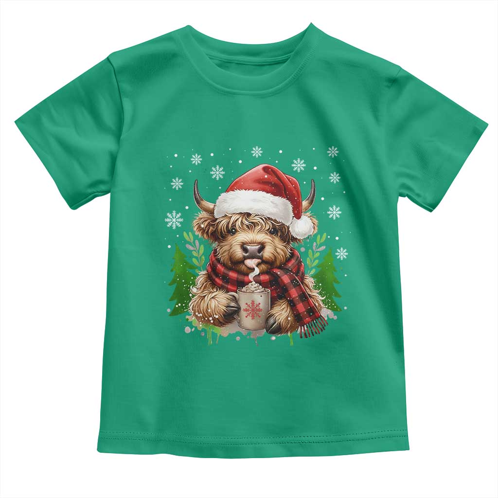 Christmas Cow Toddler T Shirt Funny Highland Cow Western Farmer Gift TS10 Irish Green Print Your Wear