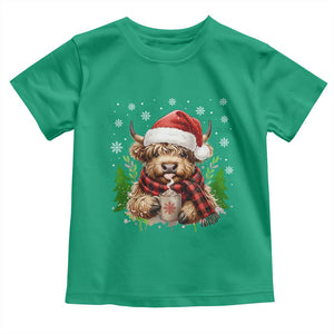 Christmas Cow Toddler T Shirt Funny Highland Cow Western Farmer Gift TS10 Irish Green Print Your Wear