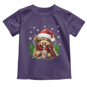 Christmas Cow Toddler T Shirt Funny Highland Cow Western Farmer Gift TS10 Purple Print Your Wear