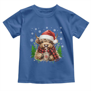 Christmas Cow Toddler T Shirt Funny Highland Cow Western Farmer Gift TS10 Royal Blue Print Your Wear
