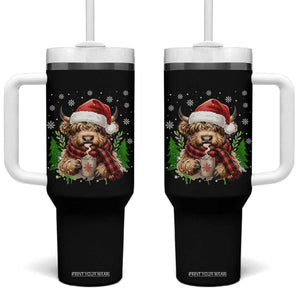 Christmas Cow Tumbler With Handle Funny Highland Cow Western Farmer Gift TS10 One Size: 40 oz Black Print Your Wear