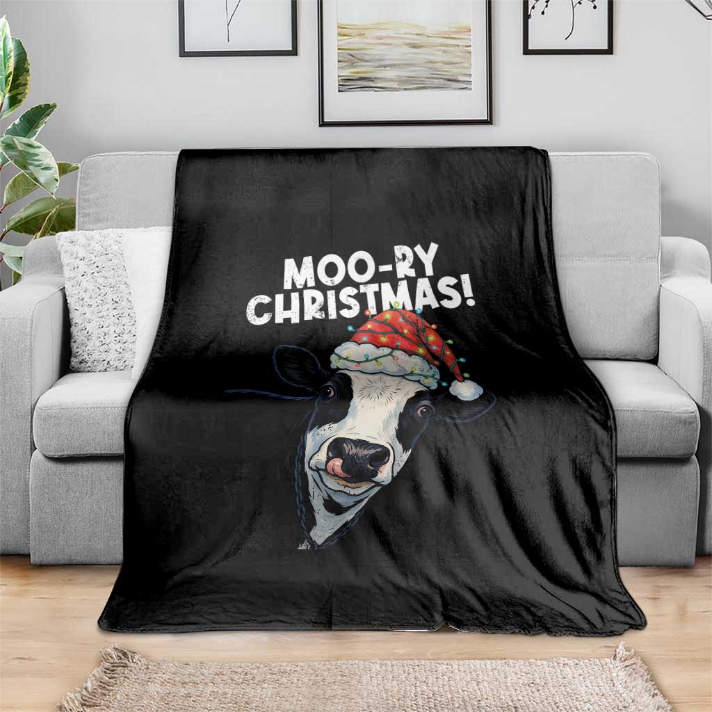 Christmas Cow Throw Blanket Funny Moo Ry Christmas Farmer Gift TS10 Print Your Wear