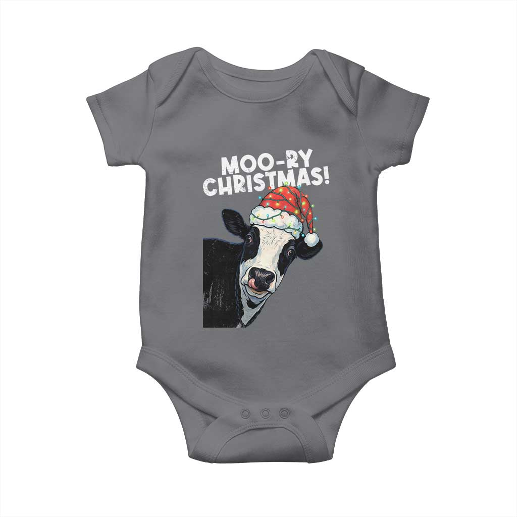 Christmas Cow Baby Onesie Funny Moo Ry Christmas Farmer Gift TS10 Charcoal Print Your Wear