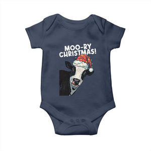 Christmas Cow Baby Onesie Funny Moo Ry Christmas Farmer Gift TS10 Navy Print Your Wear
