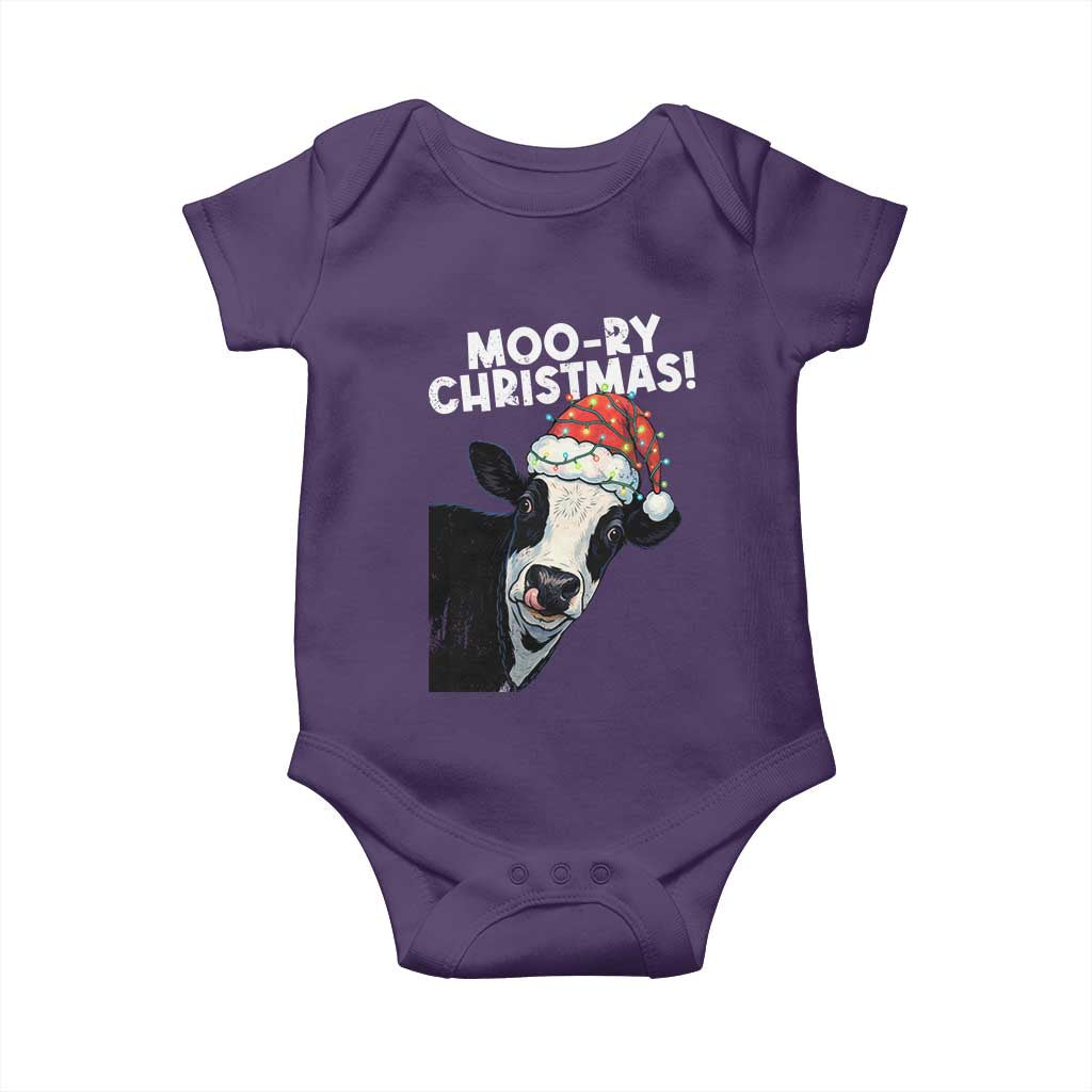 Christmas Cow Baby Onesie Funny Moo Ry Christmas Farmer Gift TS10 Purple Print Your Wear