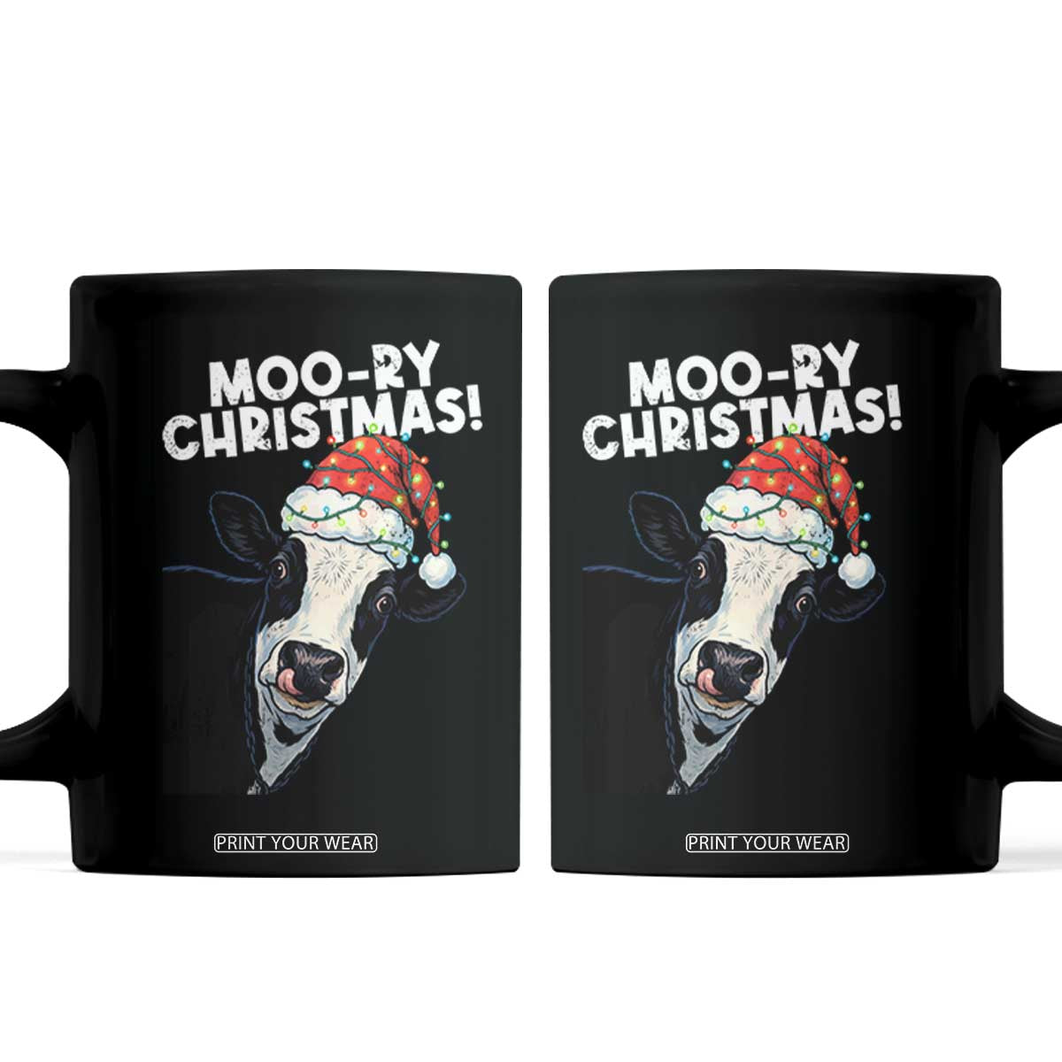 Christmas Cow Coffee Mug Funny Moo Ry Christmas Farmer Gift TS10 Black Print Your Wear