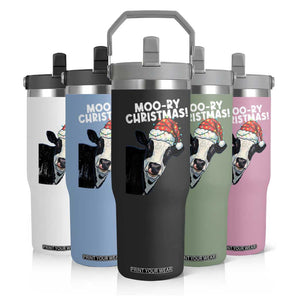 Christmas Cow Flip Straw Tumbler Funny Moo Ry Christmas Farmer Gift TS10 Print Your Wear