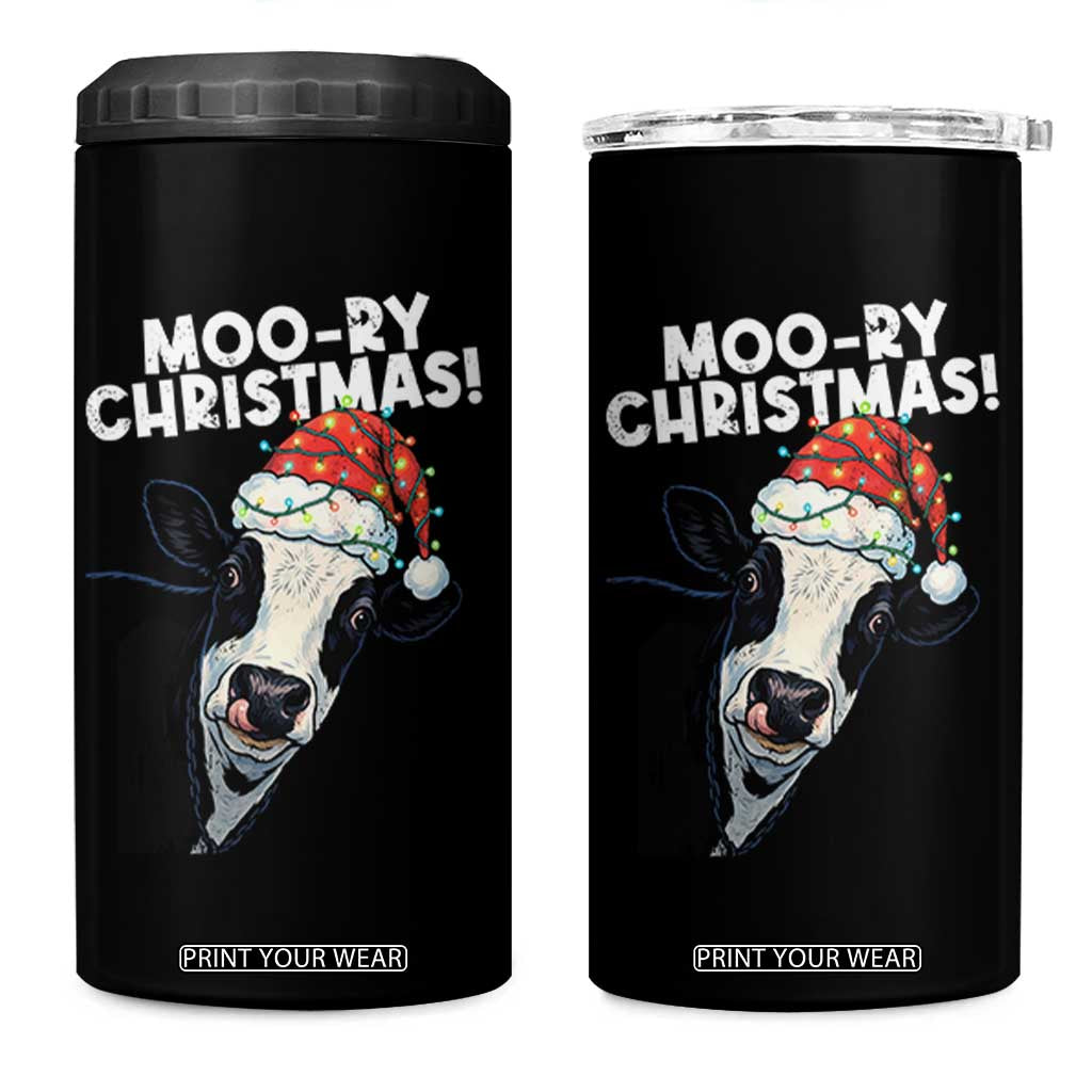 Christmas Cow 4 in 1 Can Cooler Tumbler Funny Moo Ry Christmas Farmer Gift TS10 One Size: 16 oz Black Print Your Wear
