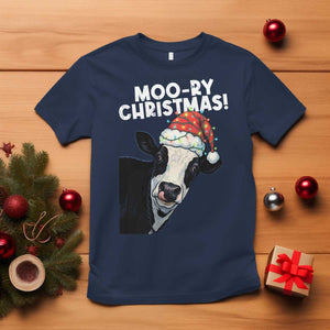 Christmas Cow T Shirt Funny Moo Ry Christmas Farmer Gift TS10 Navy Print Your Wear
