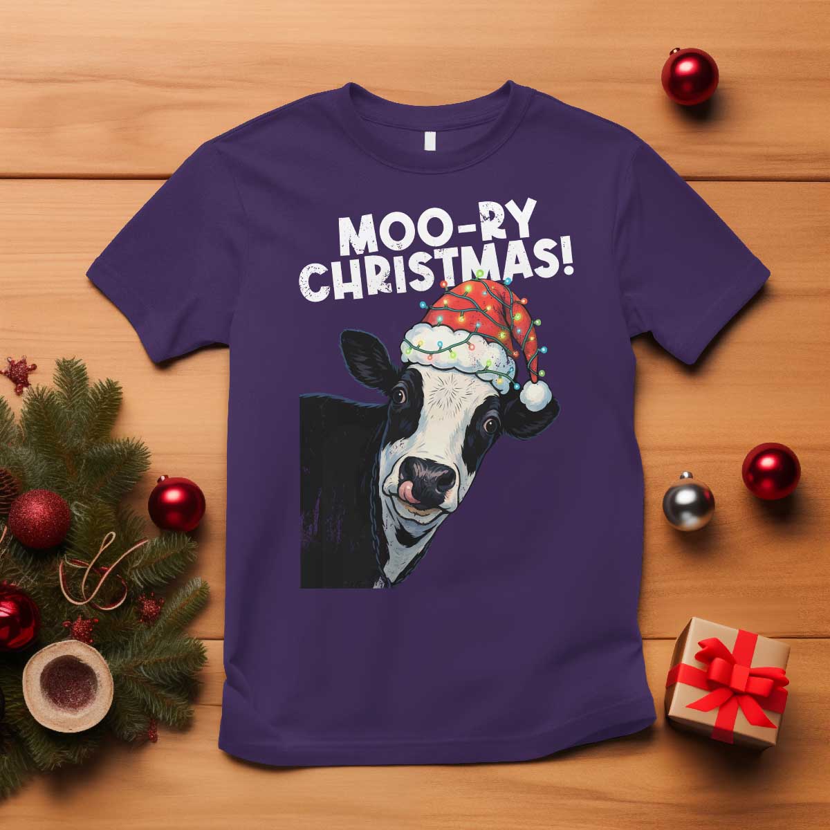 Christmas Cow T Shirt Funny Moo Ry Christmas Farmer Gift TS10 Purple Print Your Wear