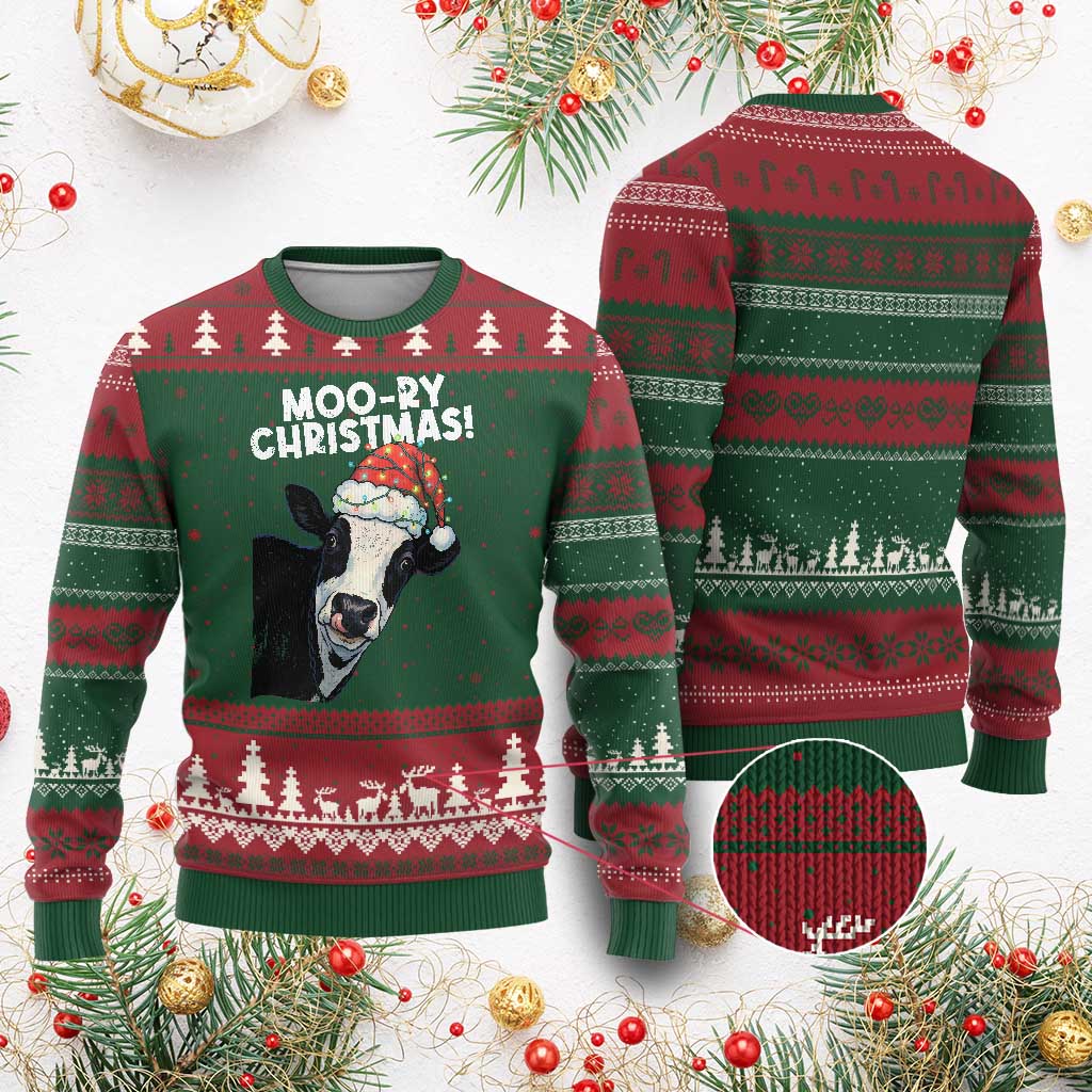 Christmas Cow Ugly Christmas Sweater Funny Moo Ry Xmas Farmer Gift TS10 Red Green Print Your Wear
