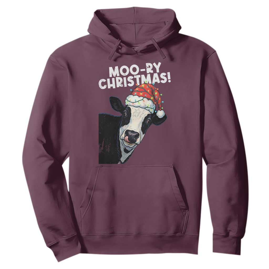 Christmas Cow Hoodie Funny Moo Ry Christmas Farmer Gift TS10 Maroon Print Your Wear