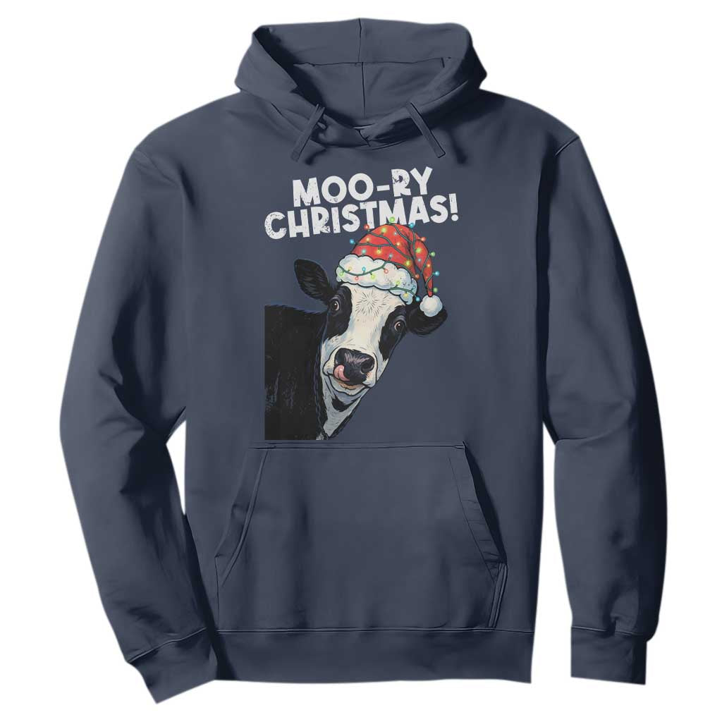Christmas Cow Hoodie Funny Moo Ry Christmas Farmer Gift TS10 Navy Print Your Wear