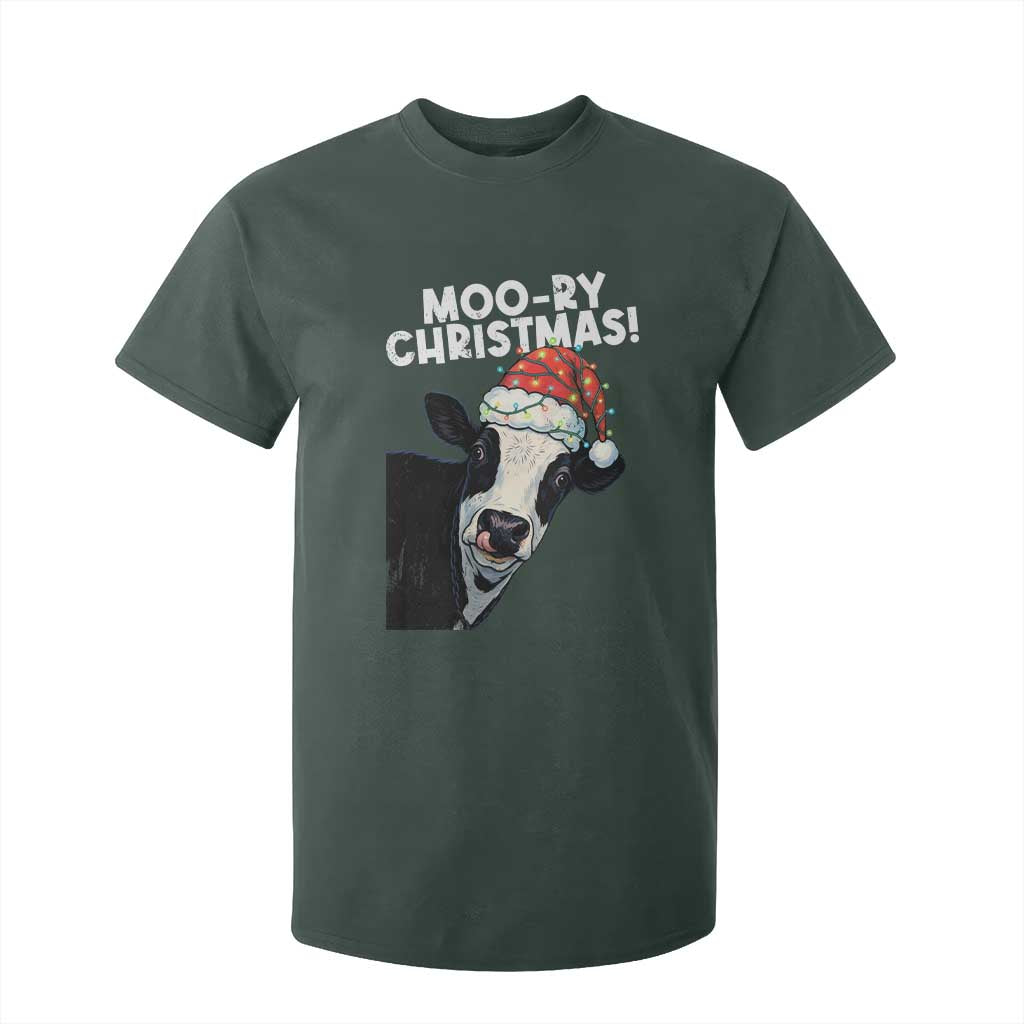 Christmas Cow T Shirt For Kid Funny Moo Ry Christmas Farmer Gift TS10 Dark Forest Green Print Your Wear