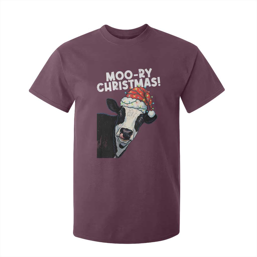 Christmas Cow T Shirt For Kid Funny Moo Ry Christmas Farmer Gift TS10 Maroon Print Your Wear