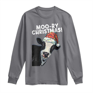 Christmas Cow Long Sleeve Shirt Funny Moo Ry Christmas Farmer Gift TS10 Charcoal Print Your Wear