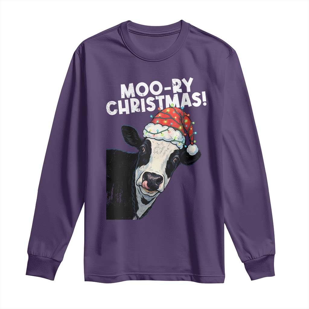 Christmas Cow Long Sleeve Shirt Funny Moo Ry Christmas Farmer Gift TS10 Purple Print Your Wear