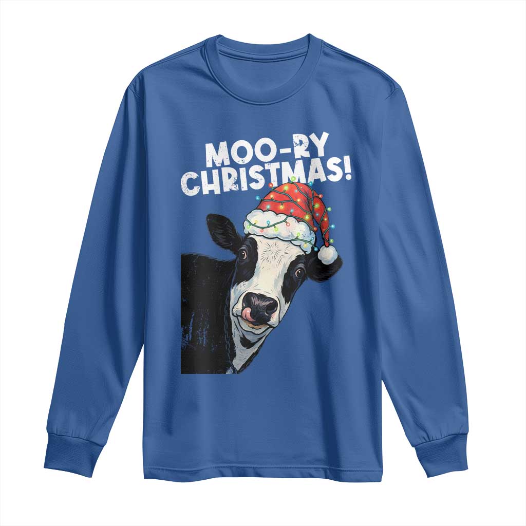 Christmas Cow Long Sleeve Shirt Funny Moo Ry Christmas Farmer Gift TS10 Royal Blue Print Your Wear