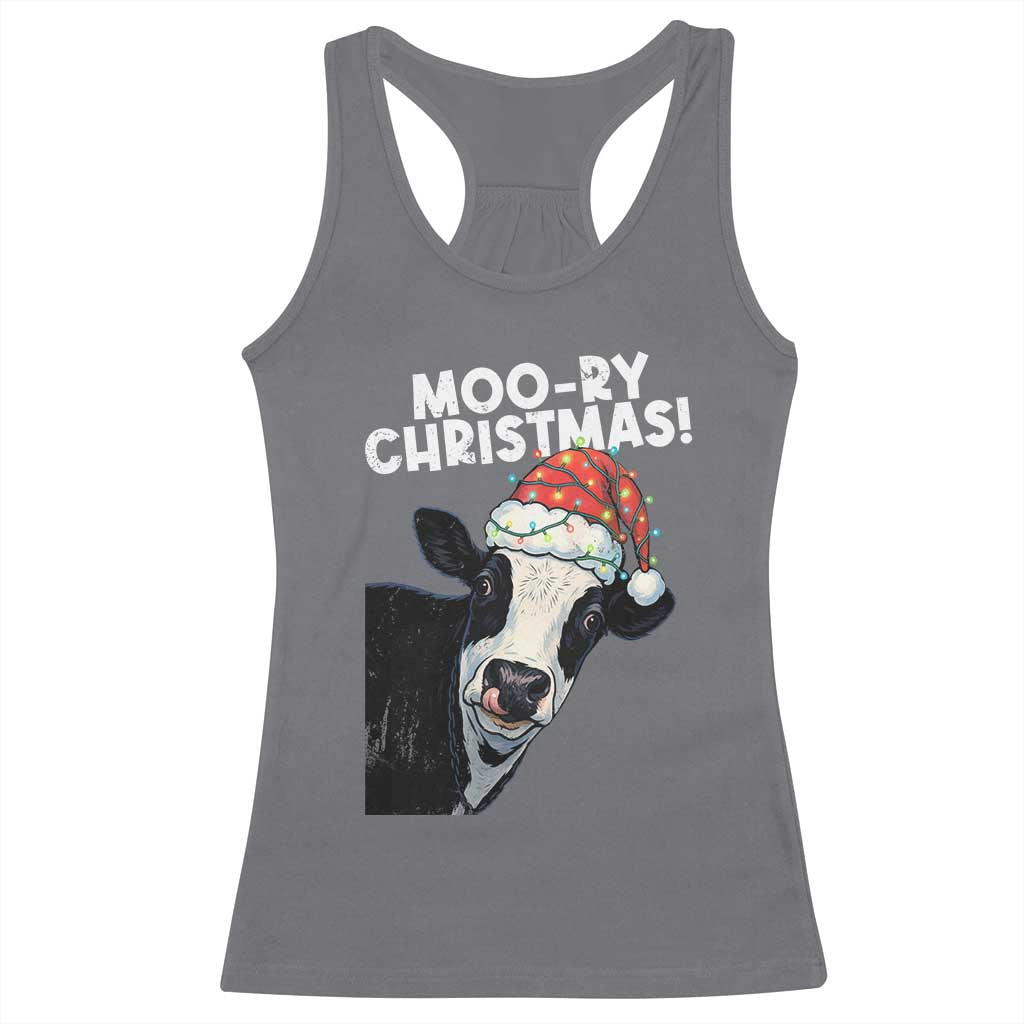 Christmas Cow Racerback Tank Top Funny Moo Ry Christmas Farmer Gift TS10 Charcoal Print Your Wear