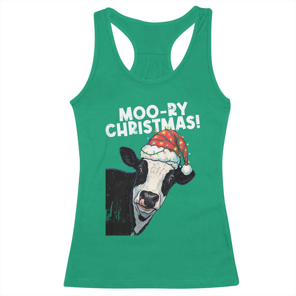 Christmas Cow Racerback Tank Top Funny Moo Ry Christmas Farmer Gift TS10 Irish Green Print Your Wear