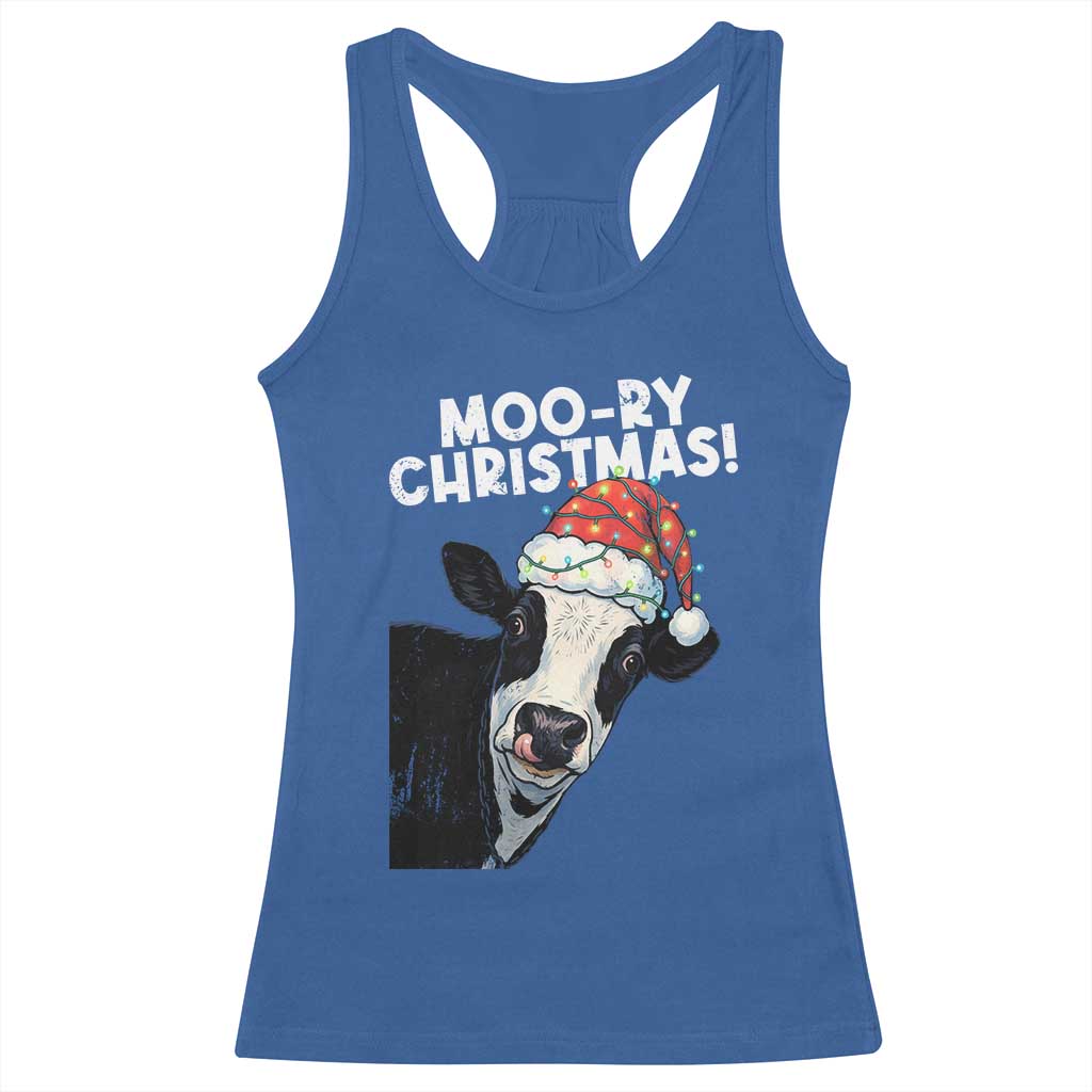 Christmas Cow Racerback Tank Top Funny Moo Ry Christmas Farmer Gift TS10 Royal Blue Print Your Wear