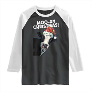 Christmas Cow Raglan Shirt Funny Moo Ry Christmas Farmer Gift TS10 Black White Print Your Wear