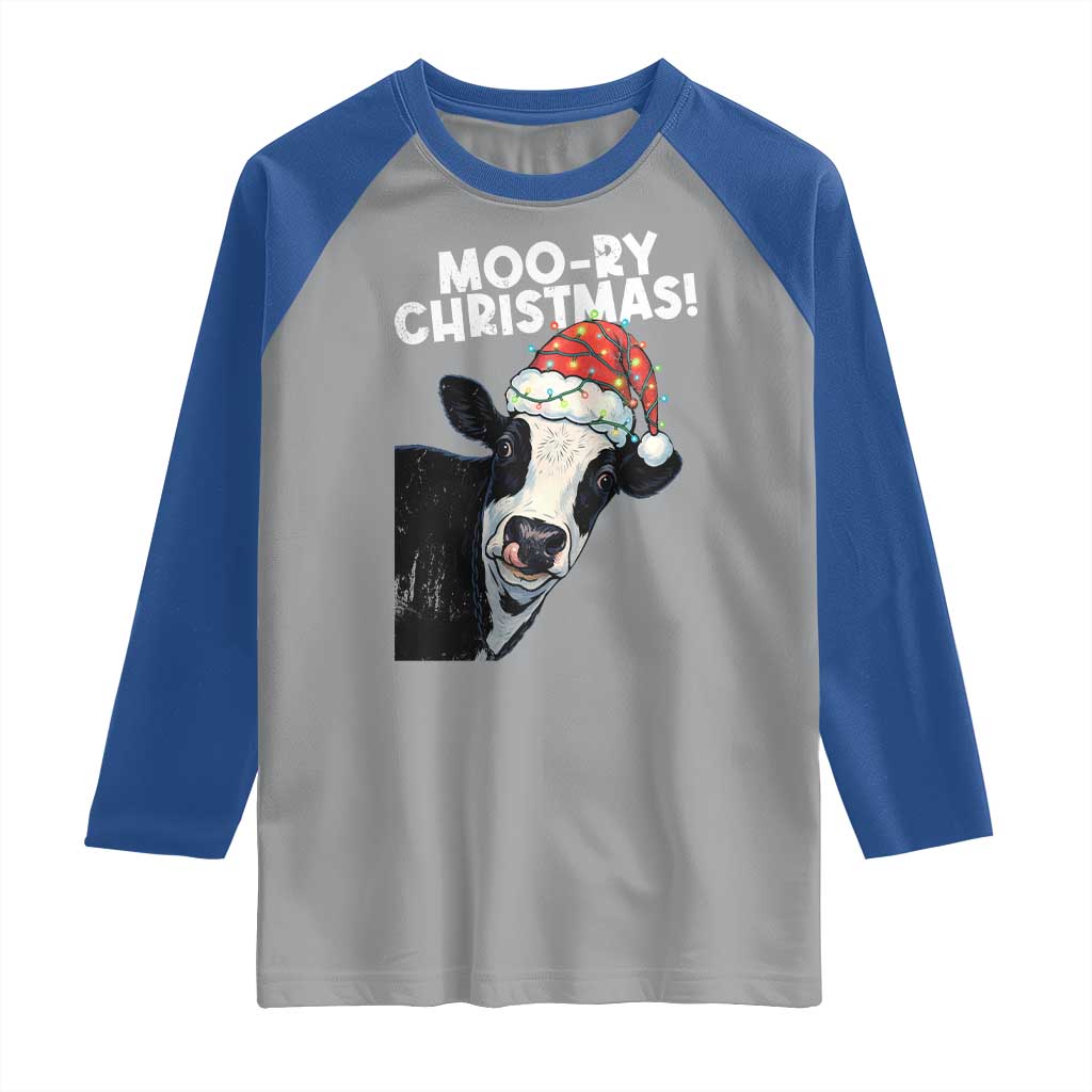 Christmas Cow Raglan Shirt Funny Moo Ry Christmas Farmer Gift TS10 Sport Gray Royal Print Your Wear