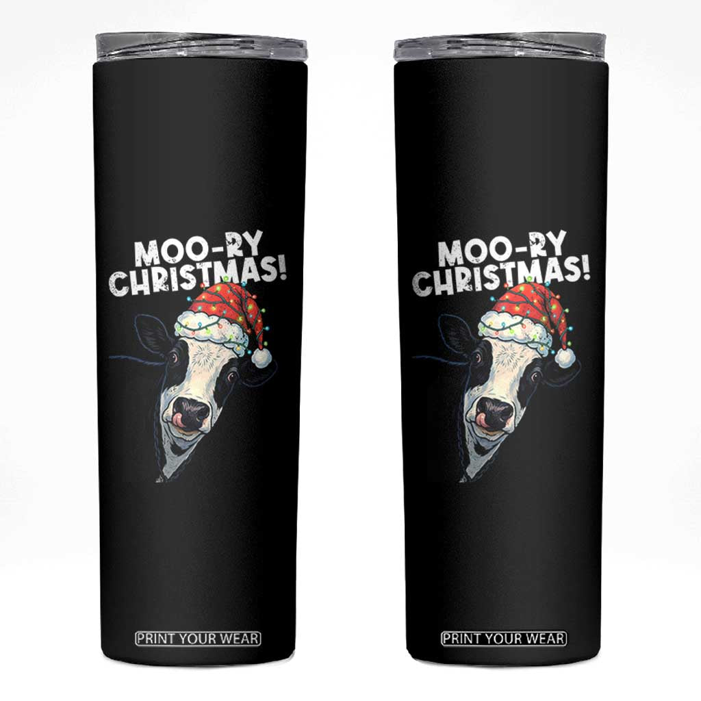 Christmas Cow Skinny Tumbler Funny Moo Ry Christmas Farmer Gift TS10 Black Print Your Wear