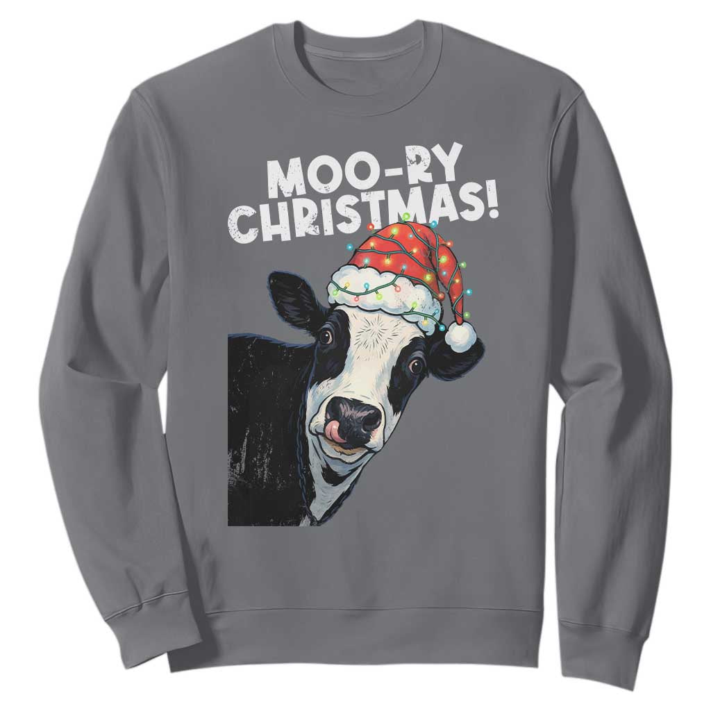Christmas Cow Sweatshirt Funny Moo Ry Christmas Farmer Gift TS10 Charcoal Print Your Wear