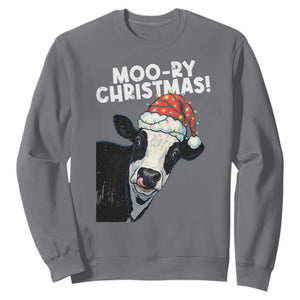 Christmas Cow Sweatshirt Funny Moo Ry Christmas Farmer Gift TS10 Charcoal Print Your Wear