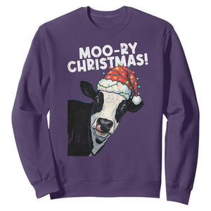 Christmas Cow Sweatshirt Funny Moo Ry Christmas Farmer Gift TS10 Purple Print Your Wear