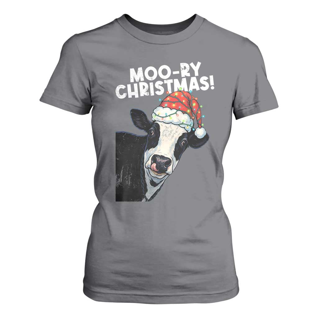 Christmas Cow T Shirt For Women Funny Moo Ry Christmas Farmer Gift TS10 Charcoal Print Your Wear