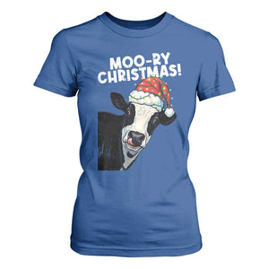 Christmas Cow T Shirt For Women Funny Moo Ry Christmas Farmer Gift TS10 Royal Blue Print Your Wear