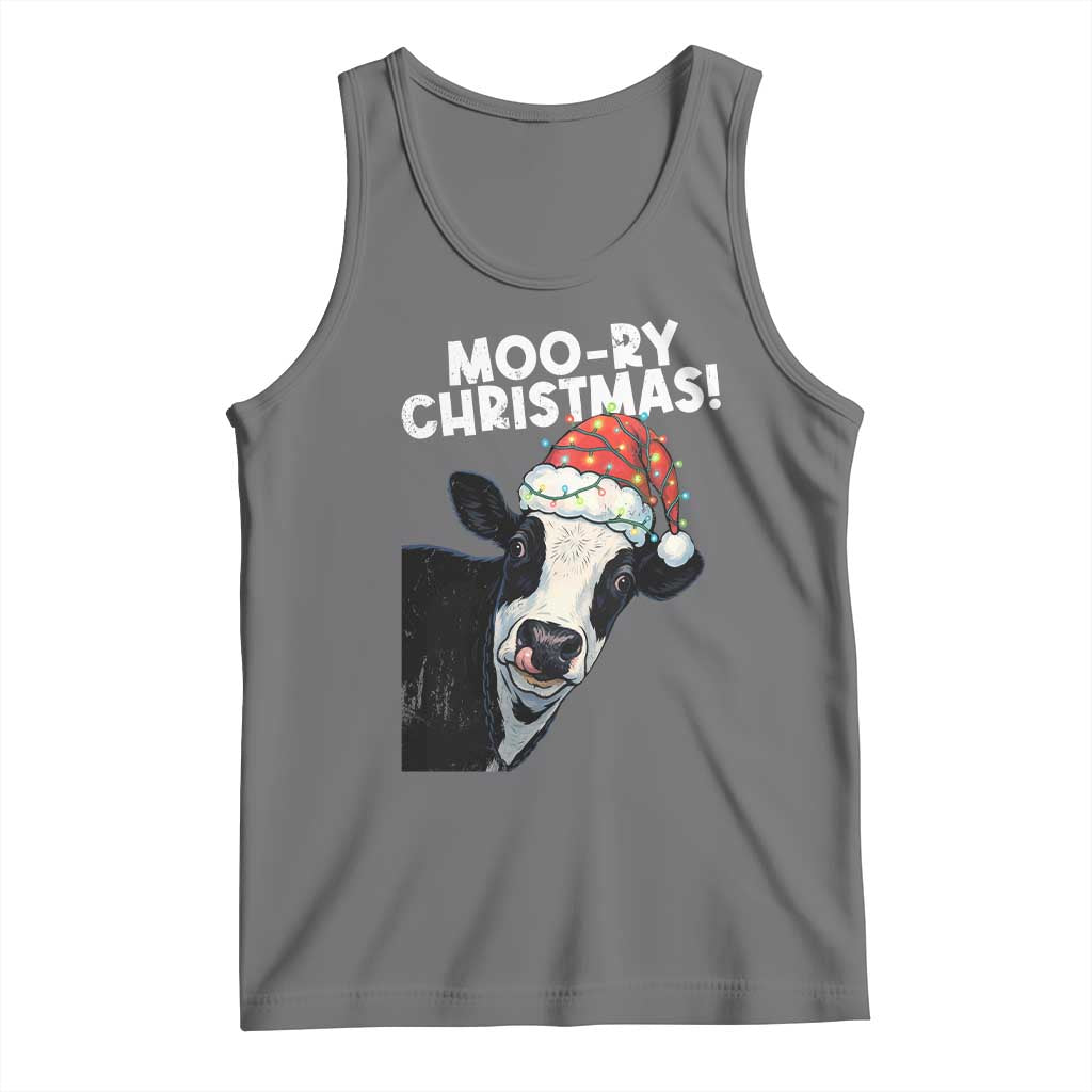 Christmas Cow Tank Top Funny Moo Ry Christmas Farmer Gift TS10 Black Heather Print Your Wear