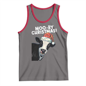 Christmas Cow Tank Top Funny Moo Ry Christmas Farmer Gift TS10 Deep Heather Red Print Your Wear