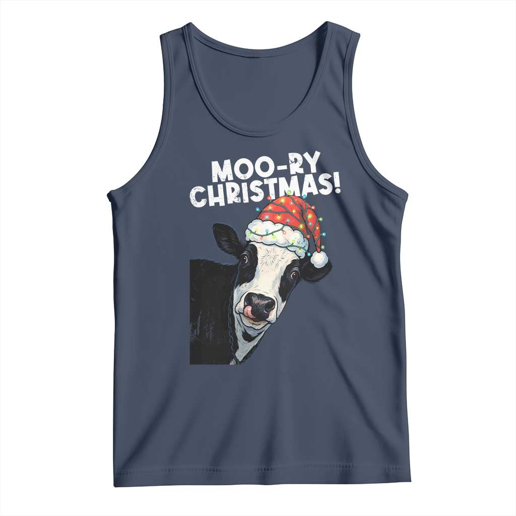 Christmas Cow Tank Top Funny Moo Ry Christmas Farmer Gift TS10 Navy Print Your Wear