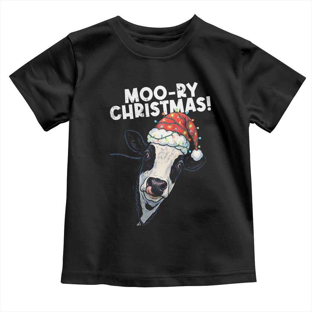Christmas Cow Toddler T Shirt Funny Moo Ry Christmas Farmer Gift TS10 Black Print Your Wear