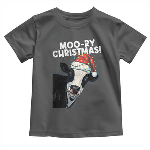 Christmas Cow Toddler T Shirt Funny Moo Ry Christmas Farmer Gift TS10 Dark Heather Print Your Wear